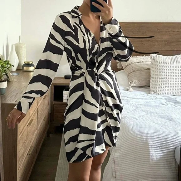 ZARA Zebra Print Mini Dress Size S - Picture 4 of 11